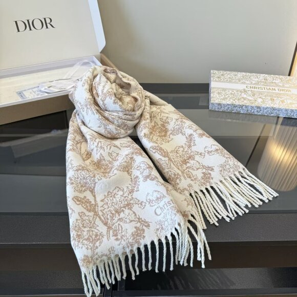 DIOR pattern print wool yarn scarf for women pink - Picture 3 of 9